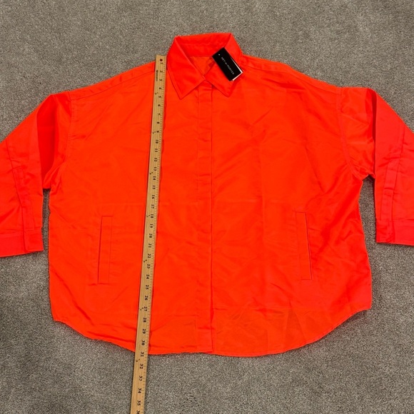 The Frankie Shop Perla Shirt Jacket in Neon Orange Size Medium Large NWT - Picture 11 of 12